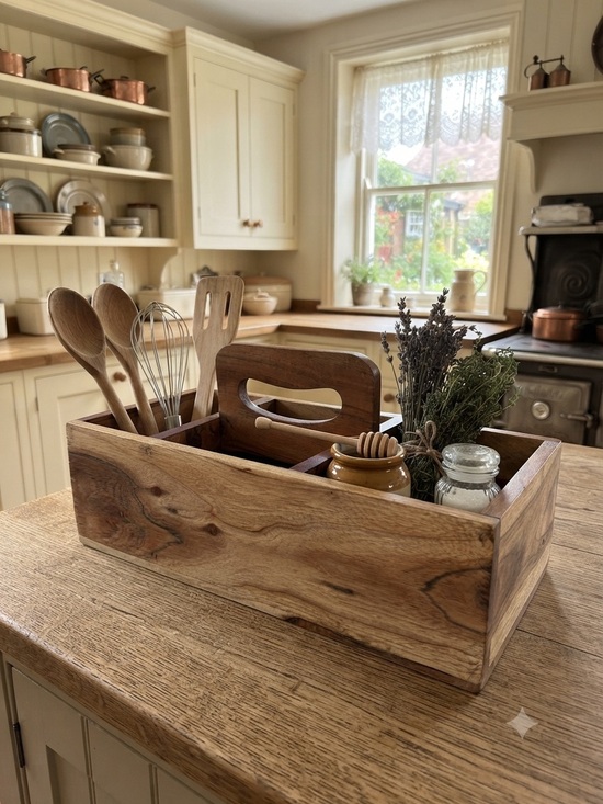 Other - Handcrafted Sold Wood Kitchen Utensil Caddy and Cutlery Organizer